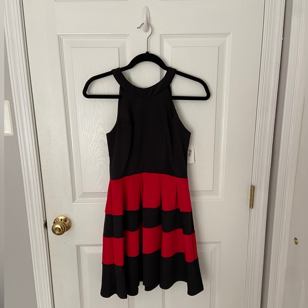 Crystal Doll Black and Red Fit and Flare Dress